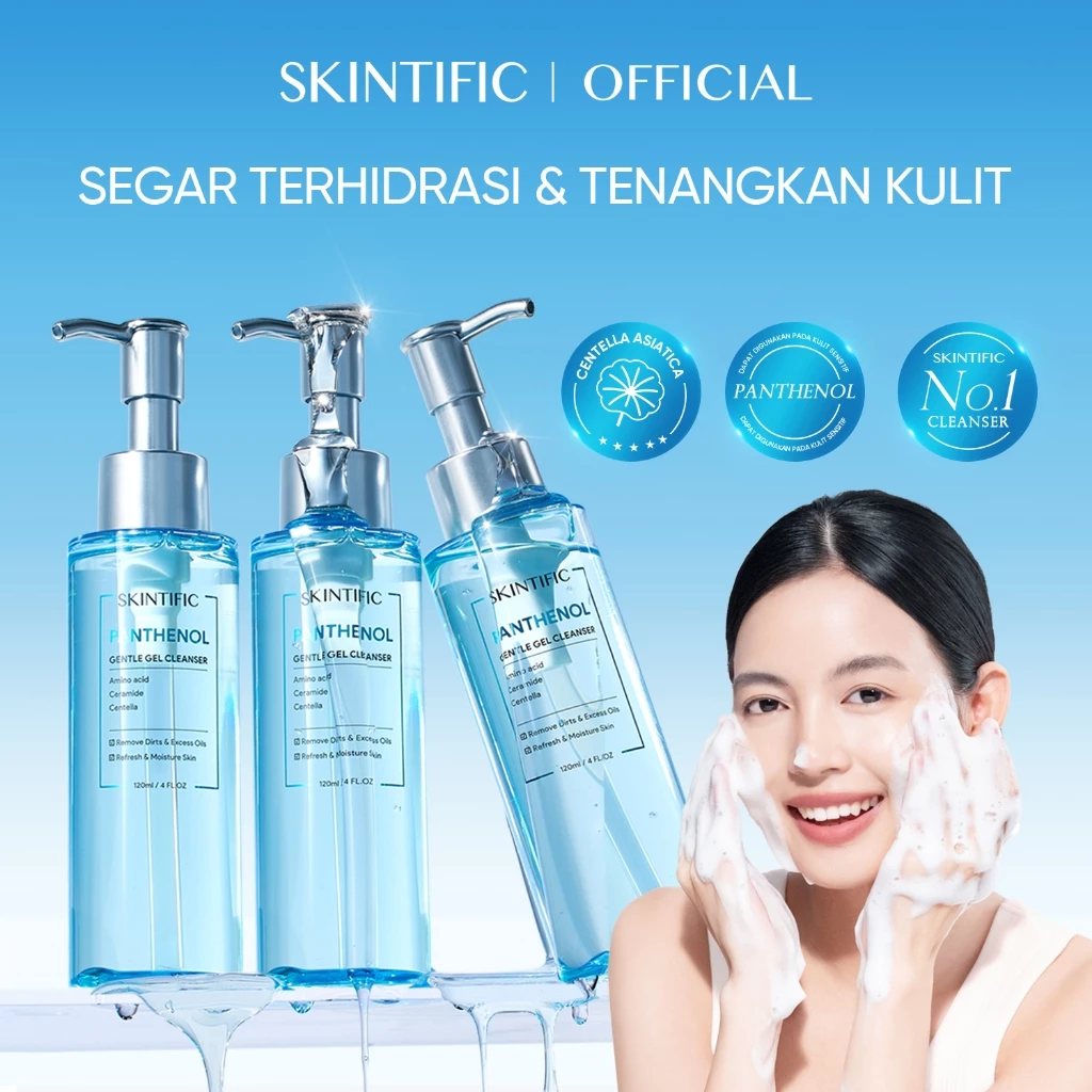 SKINTIFIC Gel Pembersih Lembut Panthenol dan Centella Asiatica 120ml - Paket 3pcs