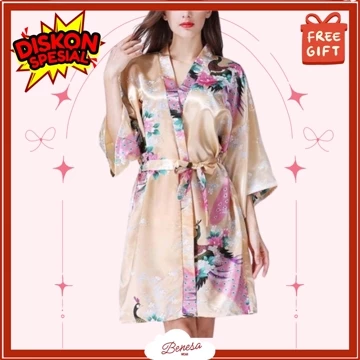 Benesa Wear Piyama Kimono Satin Wanita Premium Baju Tidur Dewasa Elegan Model Jepang Korea