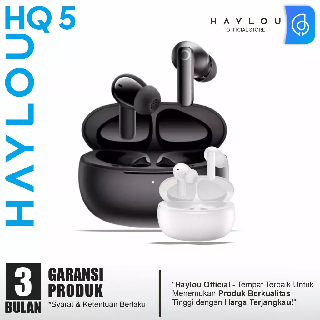 Haylou HQ5 Earphone headset ANC Adaptif dengan 4 Mikrofon ENC & Bluetooth 6.0