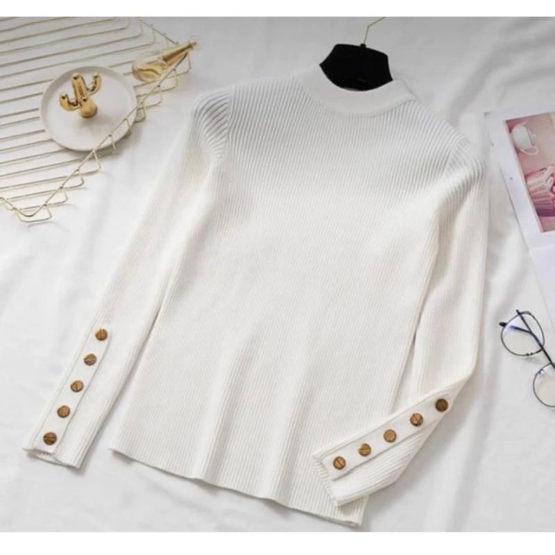 Jual Manset inara iner rajut murah kancing tidak aktif Wanita Knitwear ...