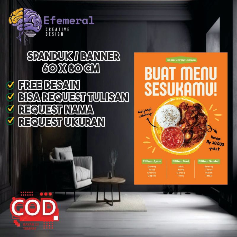 Jual Spanduk/Banner buat menu sesukamu 60X80 cm bisa request design ...