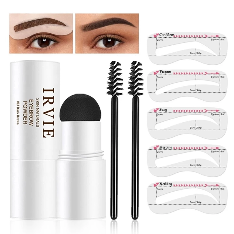 IRVIE Eyebrow Powder Tamplate Powder Stamp Alis Cetakan Alis Instan +Gratis 5 Model Cetakan Alis | AutoStock