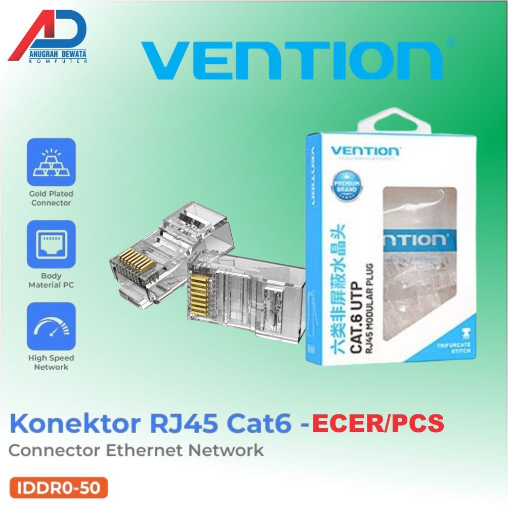 Jual KONEKTOR RJ45 CAT6 UTP VENTION IDDR0 RJ45 Modular Gigabit Jack ...