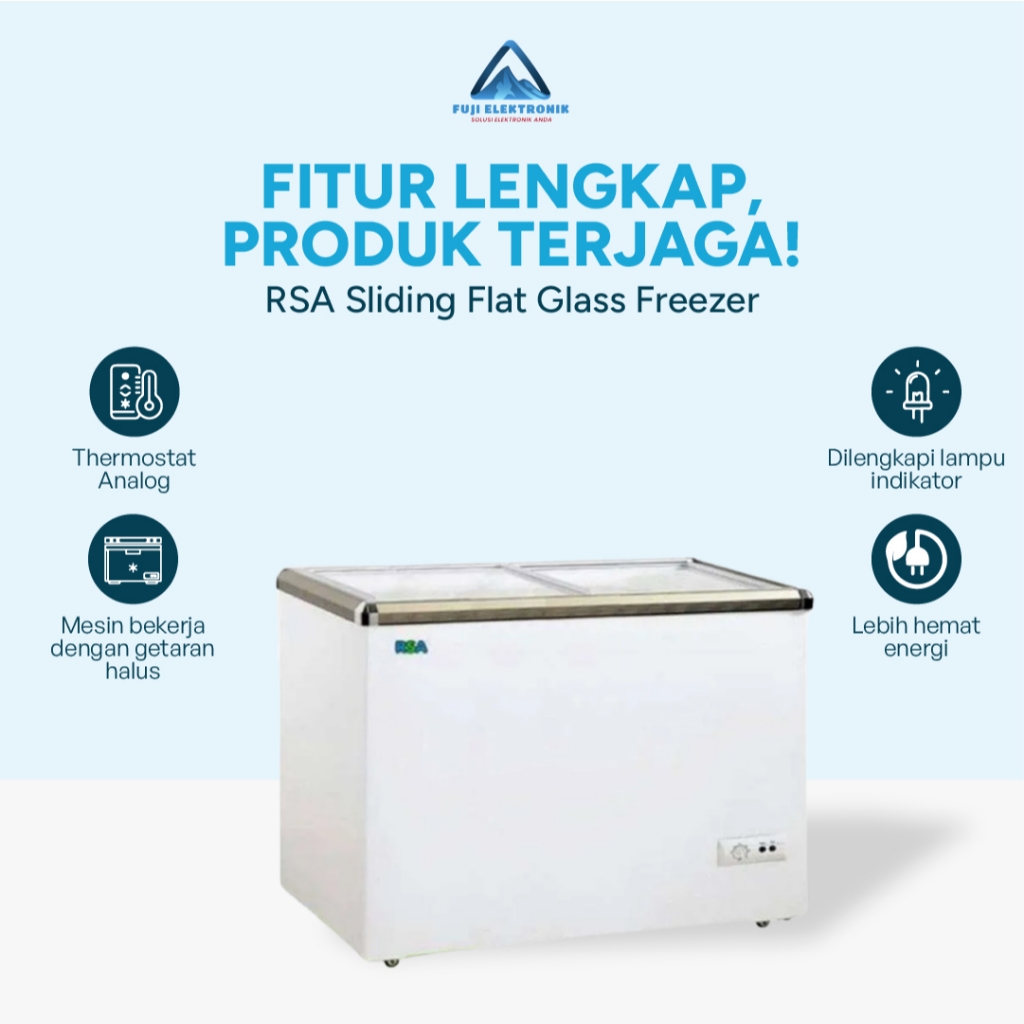 Jual RSA Sliding Fit Glass Freezer XS-200 171 Liter Low Watt Thermostat ...