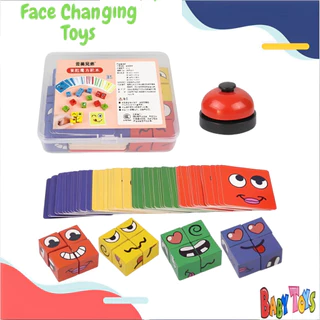 BabyToys Mainan Anak Susun Ekspresi Muka Face Changing Puzzle Cube Mainan Puzzle Anak Family Game