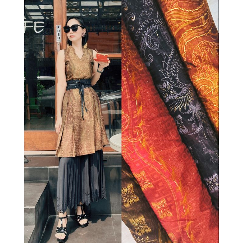 Jual Kain batik sutera asli jacguard emboss gold gradasi ombre | Shopee ...