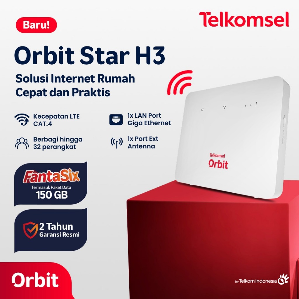 Telkomsel Orbit Star H3 Modem Wifi 4G High Speed Bonus Data