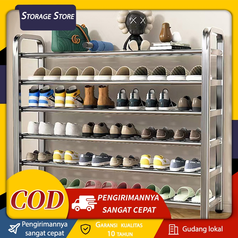 Jual 3/4/5/6 stainless sepatu rack Multi-funksional multi-lapisan ...