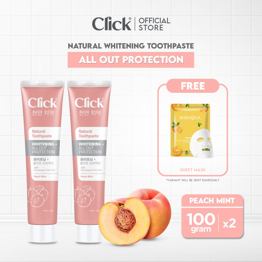 Jual Click Natural Toothpaste Whitening + All Out Protection Twin Pack ...