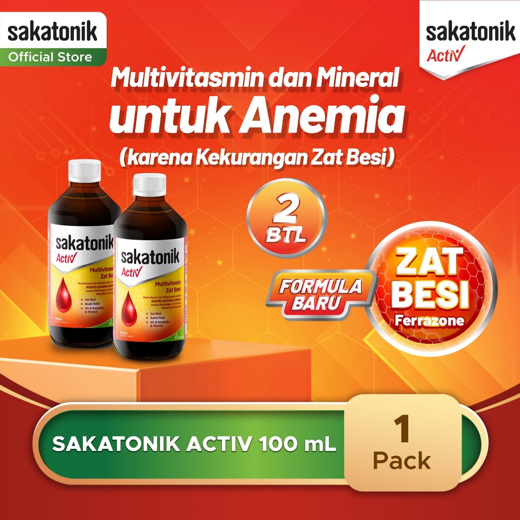 Sakatonik Activ 100 ml isi 2 Botol - Multivitamin Penambah Darah