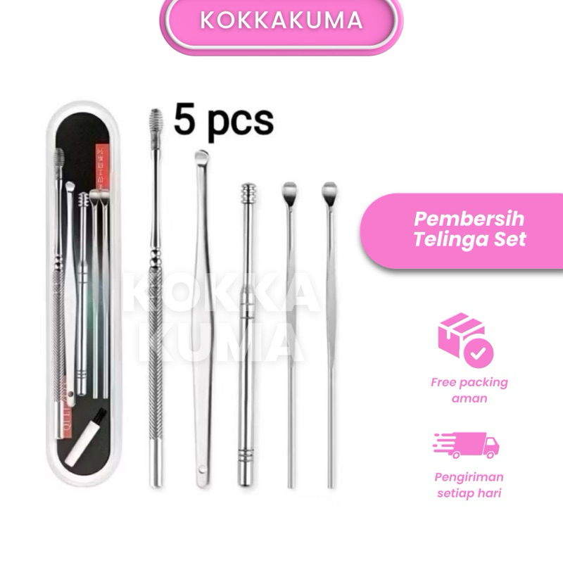 Jual ( KKM ) Pembersih Telinga 5in1 Korek Kuping set isi 5 pcs Ear wax ...
