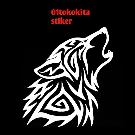 Jual Sticker cutting serigala mengaung variasi motor helm Stiker cuting ...