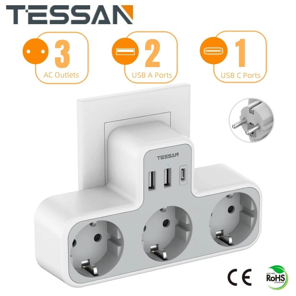 Tessan stop kontak colokan listrik dengan usb+type c,serbaguna power strip fast charging