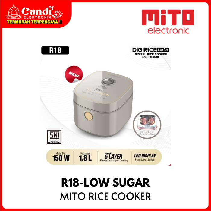 Jual MITO Digital Rice Cooker Kapasitas 1,8 Liter Low Sugar Penanak ...
