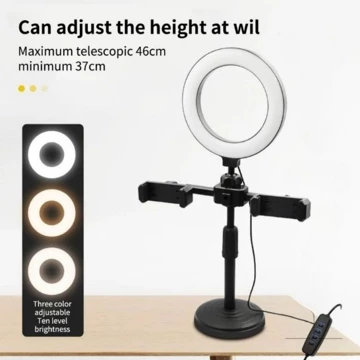 Phone Holder Ring Light 16cm Tripod 2 Selfie Ring Light Dimmable Live Stream Holder Ringlight