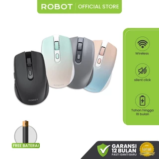 ROBOT Mouse Wireless Silent Klik | Mouse Laptop Optical Receiver USB 2.4G Tipe M370 untuk Windows, Mac, Linux dan ChromeOS Original Garansi 1 Tahun