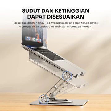 ROBOT RT LS06S Stand Holder Laptop Aluminium Alloy Rotatable 360° Liftable Foldable Garansi