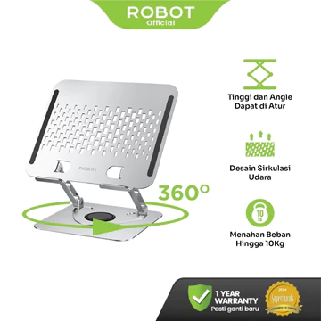 ROBOT RT LS06S Stand Holder Laptop Aluminium Alloy Rotatable 360° Liftable Foldable Garansi