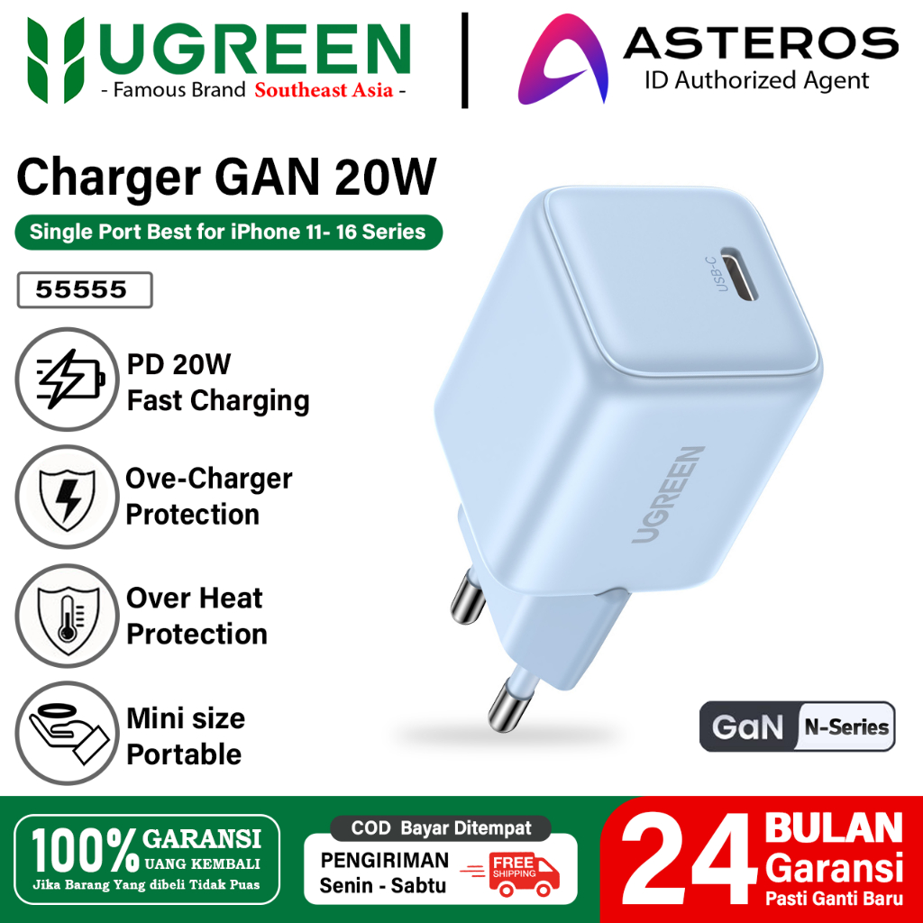 UGREEN Kepala Charger iPhone 20W USB Type C For iPhone 11 12 13 14 15  16 17
