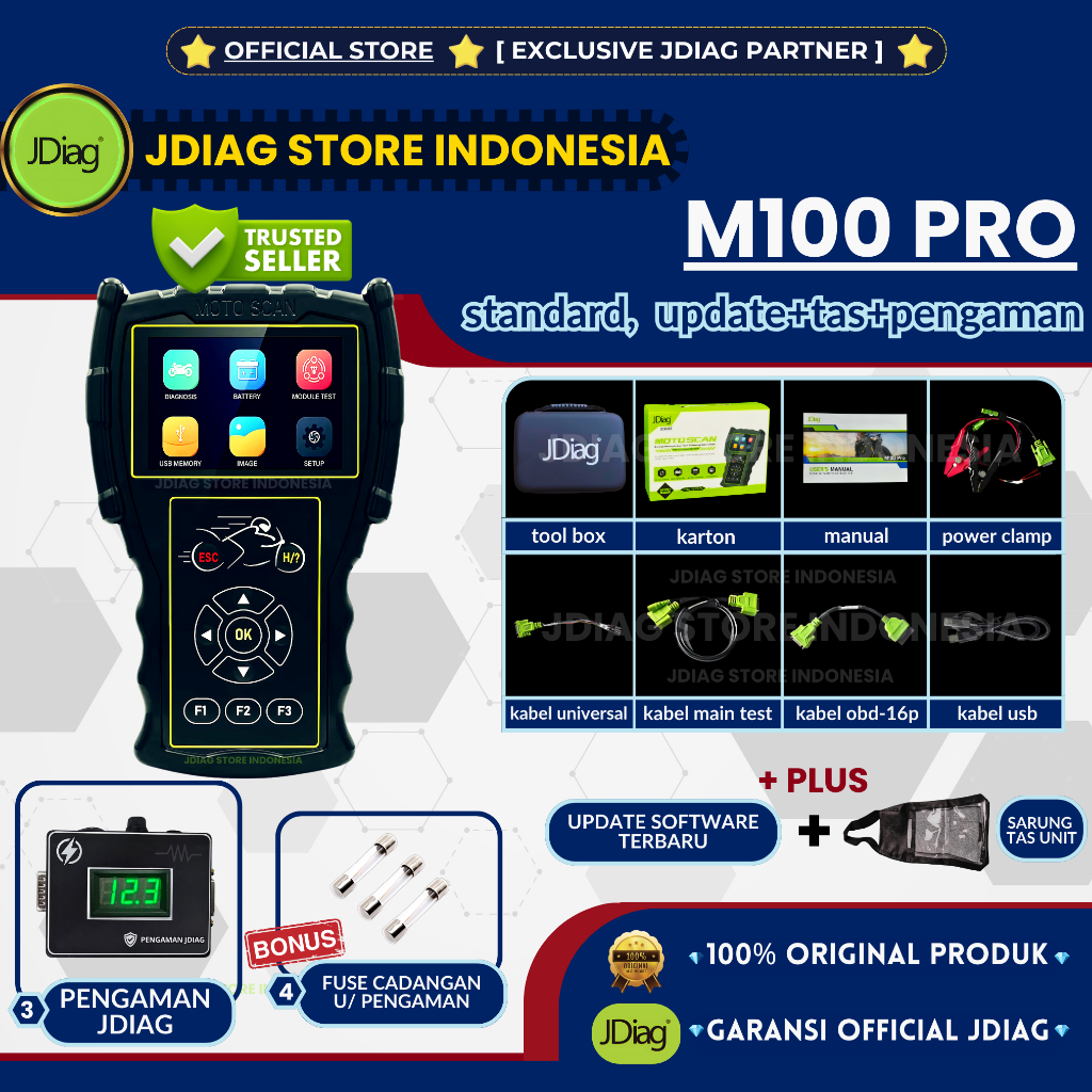 Jual JDIAG ORIGINAL 100% JDIAG M100 PRO SCANNER MOTOR JDIAG M 100 HITAM ...