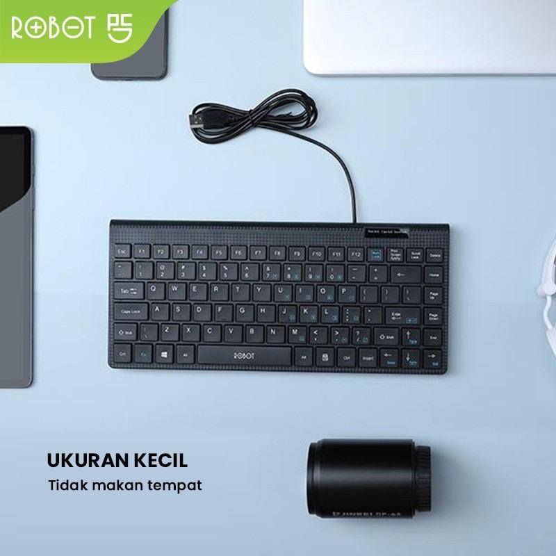 Jual ROBOT RK10 MINI USB WIRED KEYBOARD ULTRA-THIN BLACK | Shopee Indonesia