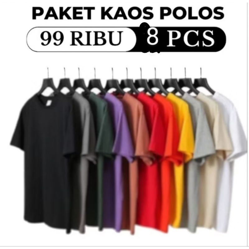 Jual KAOS POLOS PRIA WANITA 100 RIBU DAPAT 9 KAOS.KAOS OBLONG POLOS
