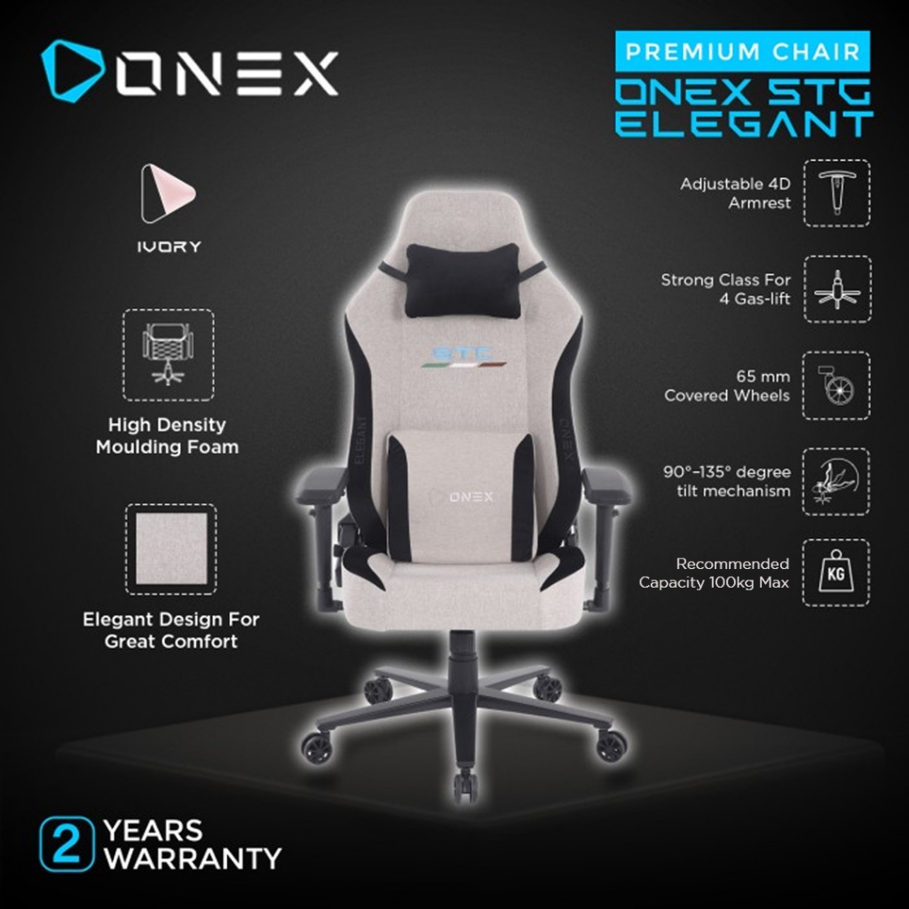 Jual ONEX STC ELEGANT SERIES GAMING CHAIR - IVORY | Shopee Indonesia