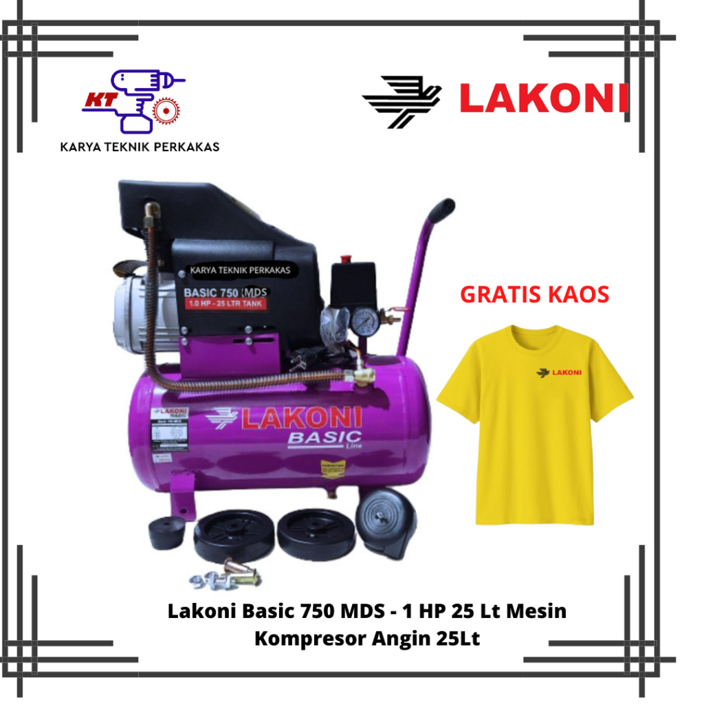 Jual Lakoni Basic 750 MDS - 1 HP 25 Lt Mesin Kompresor Angin 25Lt ...