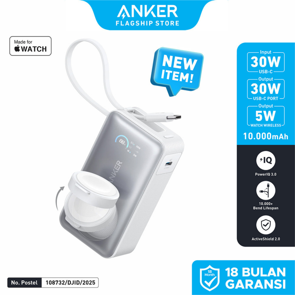 Jual Anker MagGo Power Bank for Apple Watch 10,000 mAh Compact