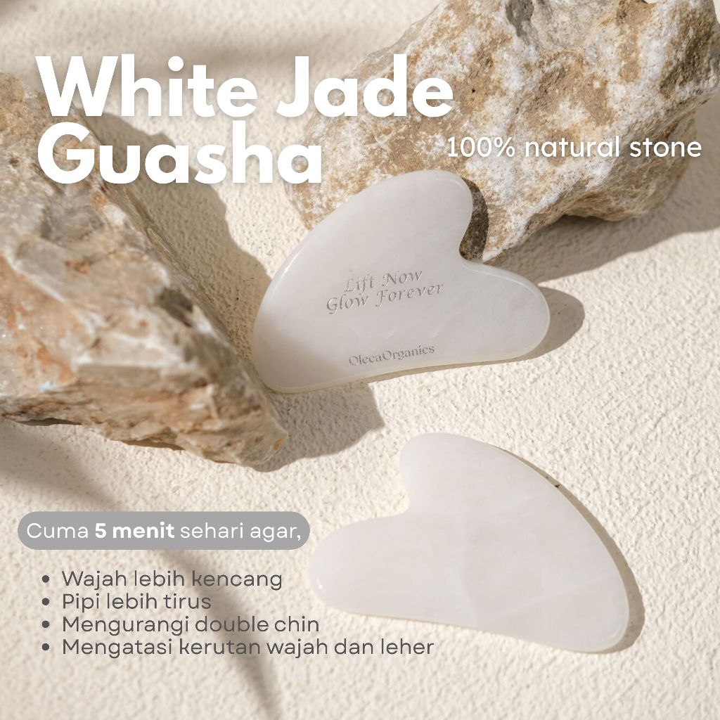 Jual Oleca Organics White Jade Guasha 100% Natural Stone - Alat Pijat ...