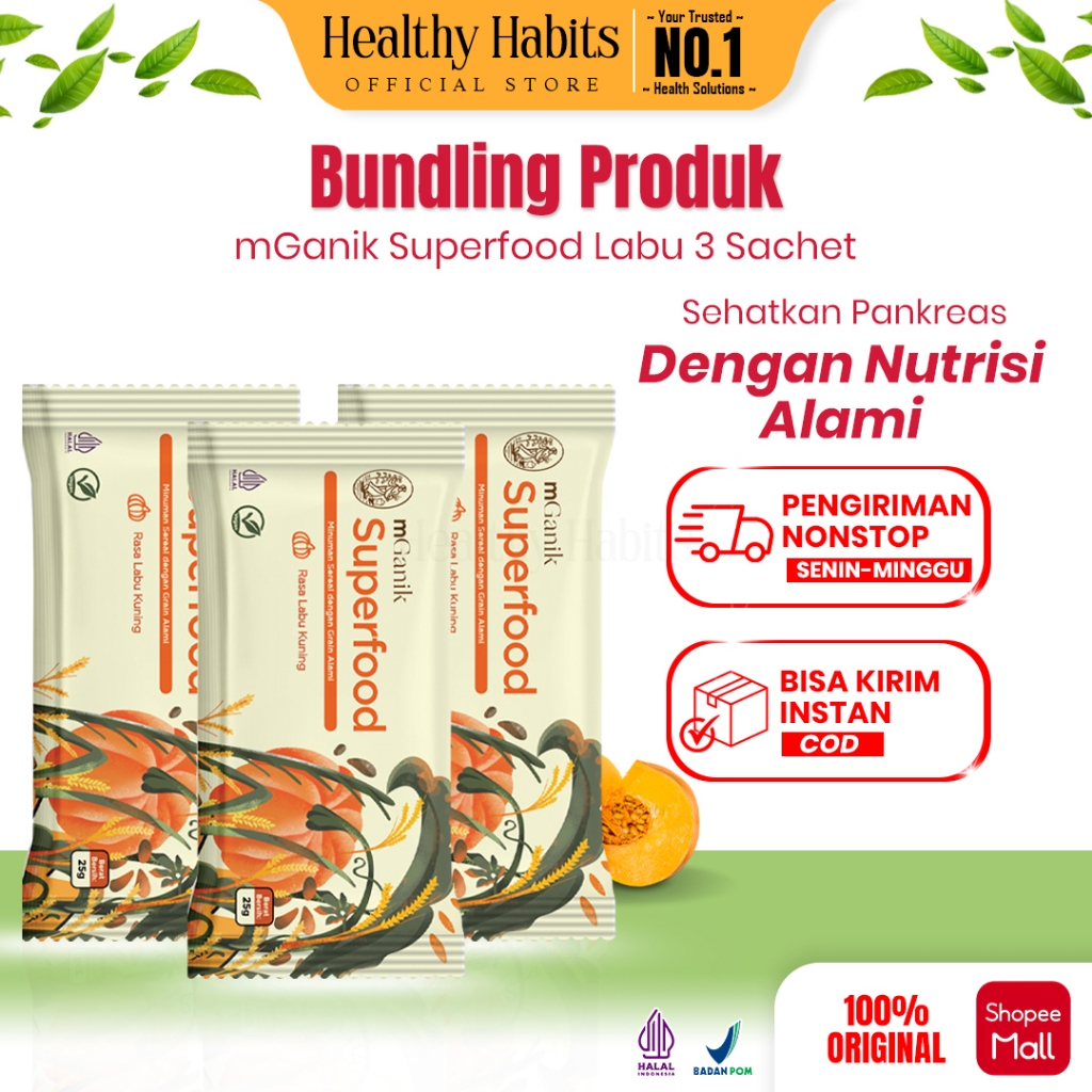 mGanik - Superfood Labu Kuning Ecer Sachet - Superfood Diabetes Alami