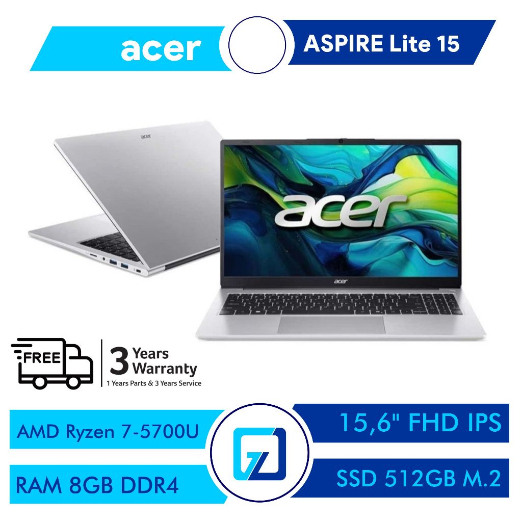 Jual ACER ASPIRE LITE AL15 RYZEN 5 7430U / R7 7730U 8GB / 16GB 512GB 15 ...