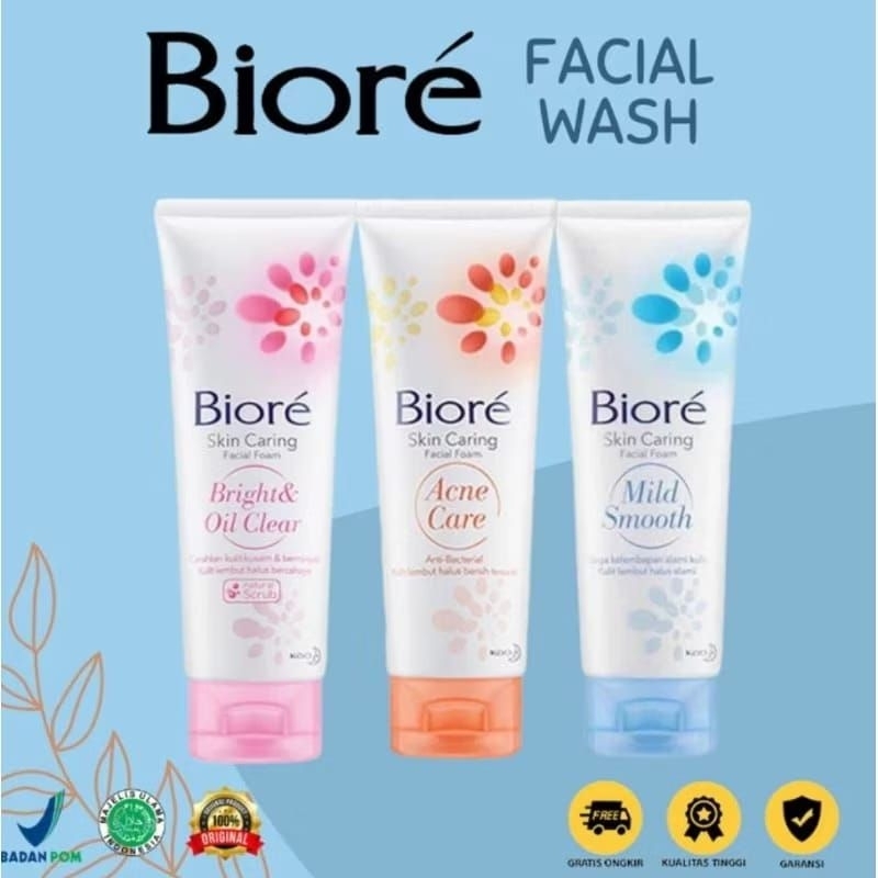 Jual biore skin caring facial foam 100g sabun wajah | Shopee Indonesia
