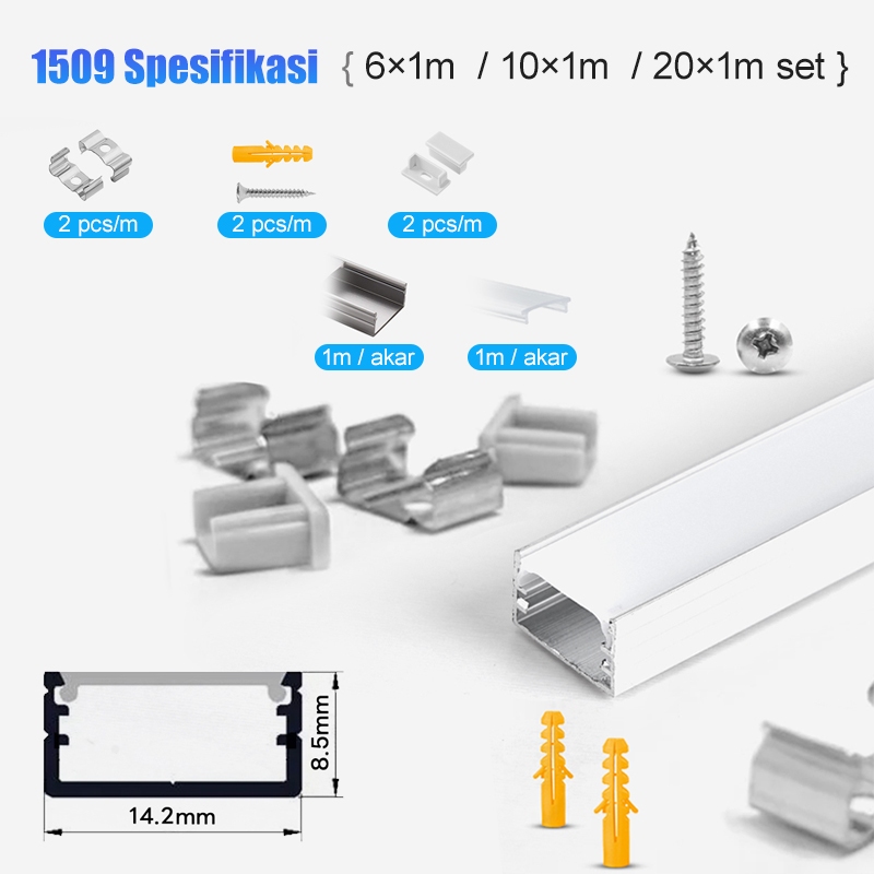 Jual LED Profile Cover Casing Housing LED Strip Aluminium L /1 Meter ...