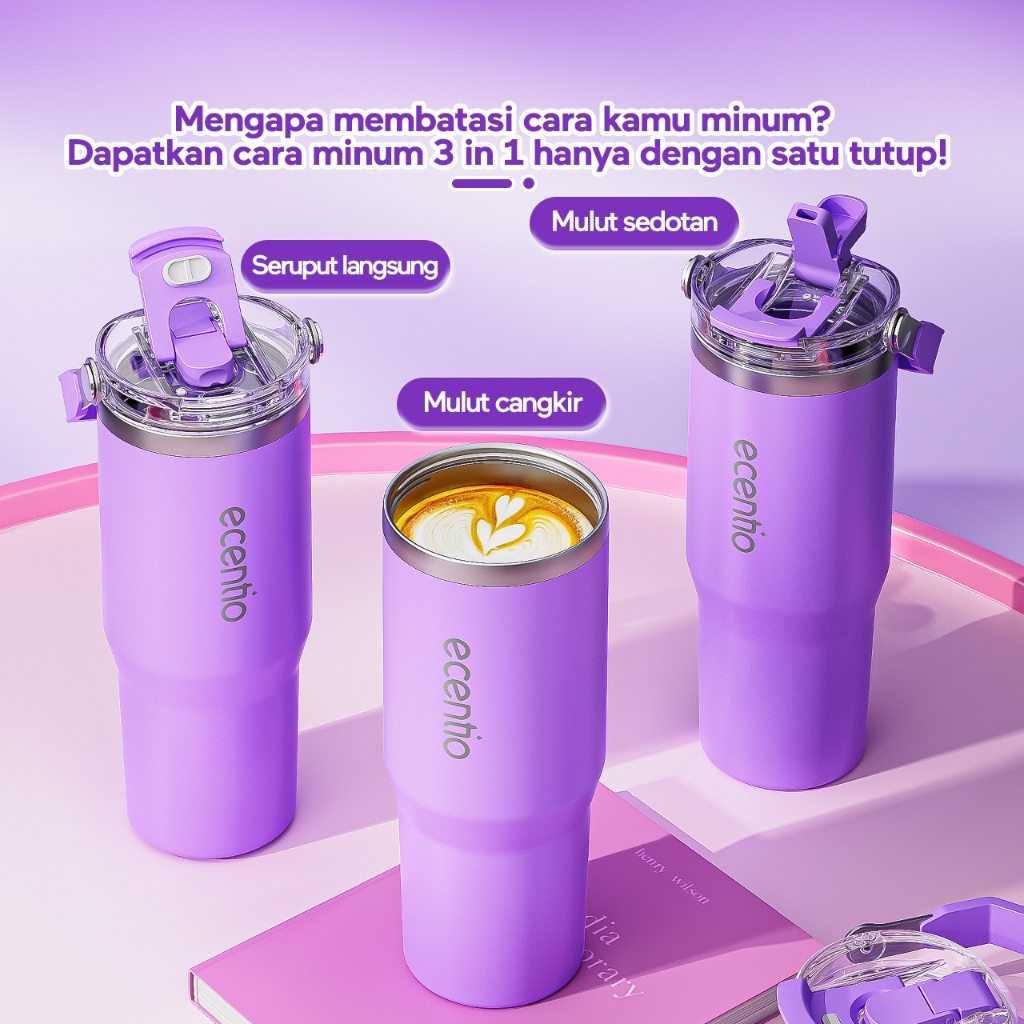 Jual ecentio Lavender Purple Tumbler Stainless 900ml Vacuum Insulated ...