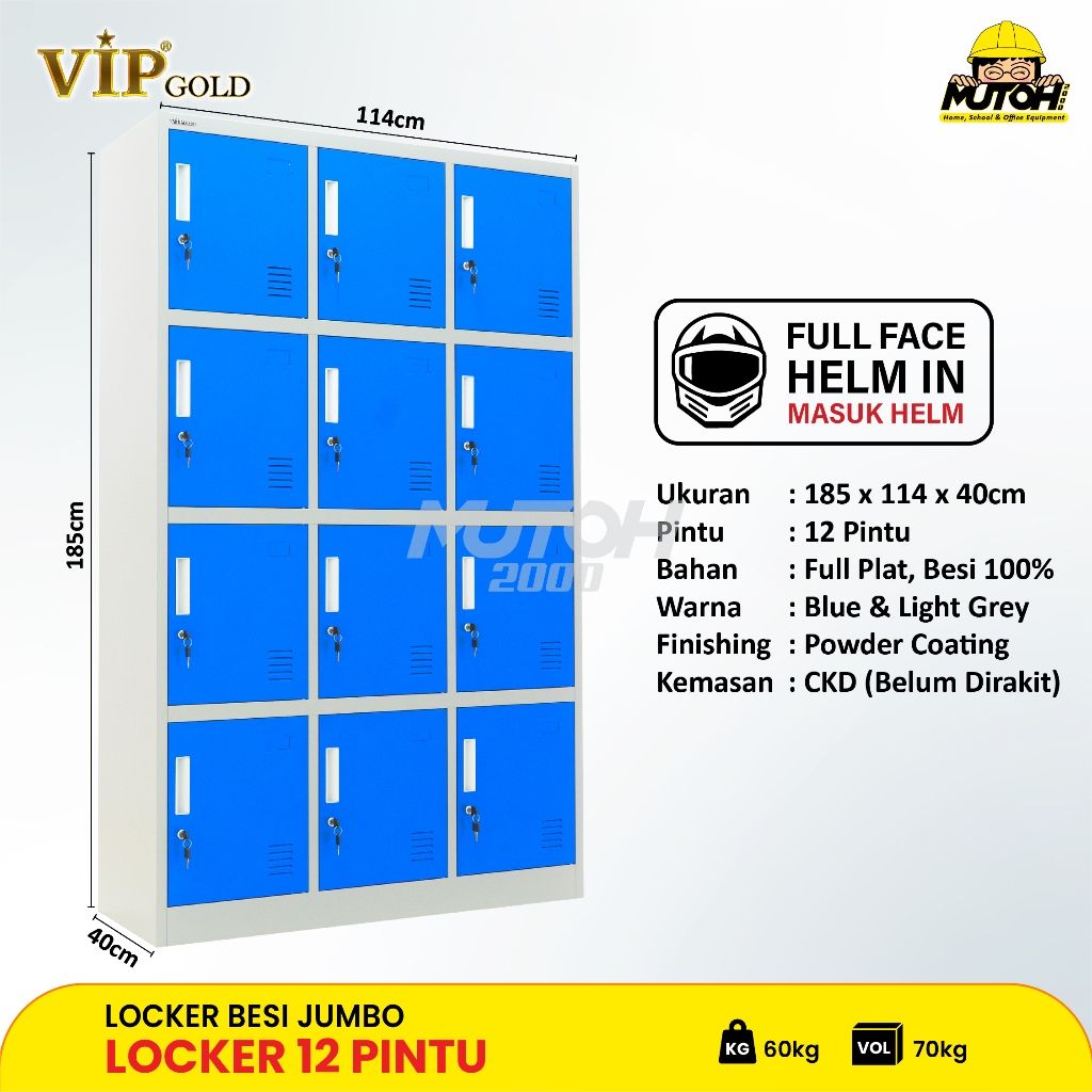 Jual LOCKER LOKER BESI 12 PINTU BIG SIZE MASUK HELM VIP GOLD VG-412 ...