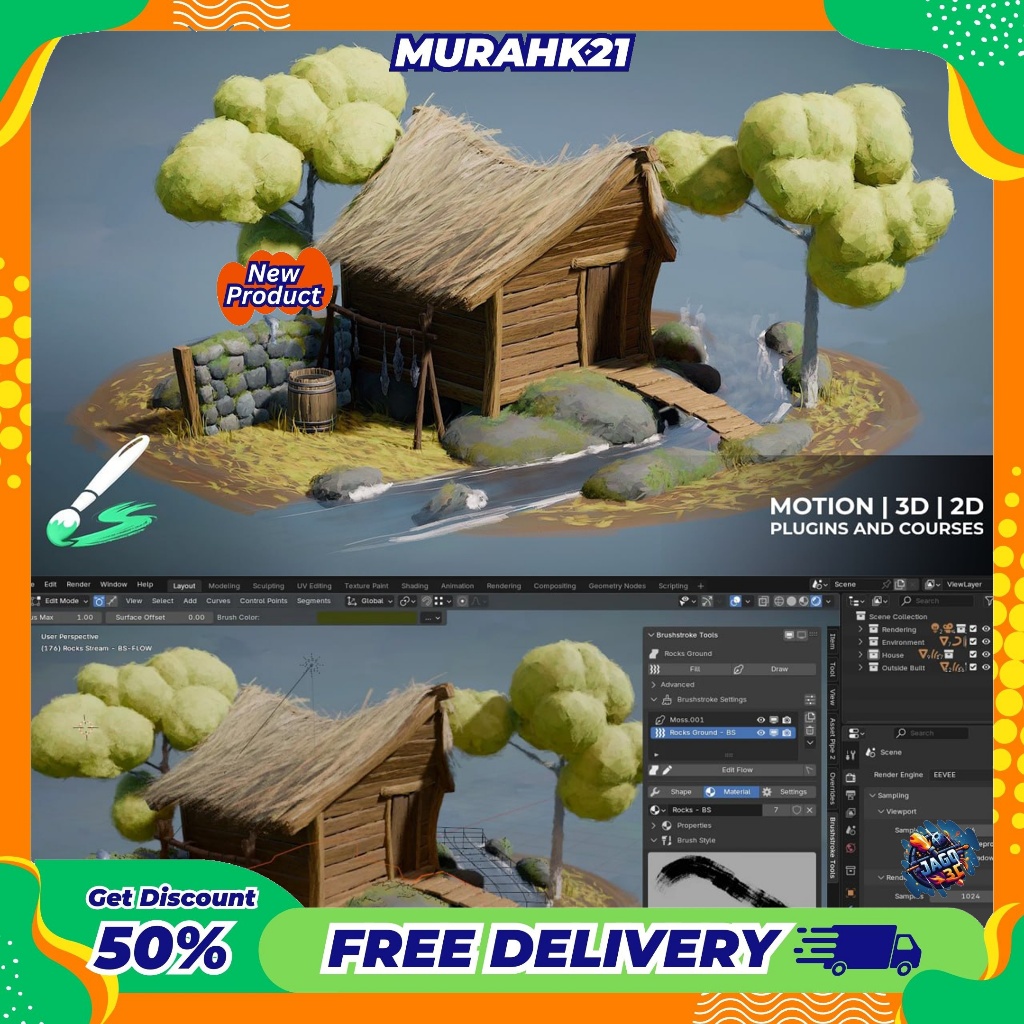 Jual Brushstroke Tools 3D Blender addons Plugin Terbaru Blender 3D ...