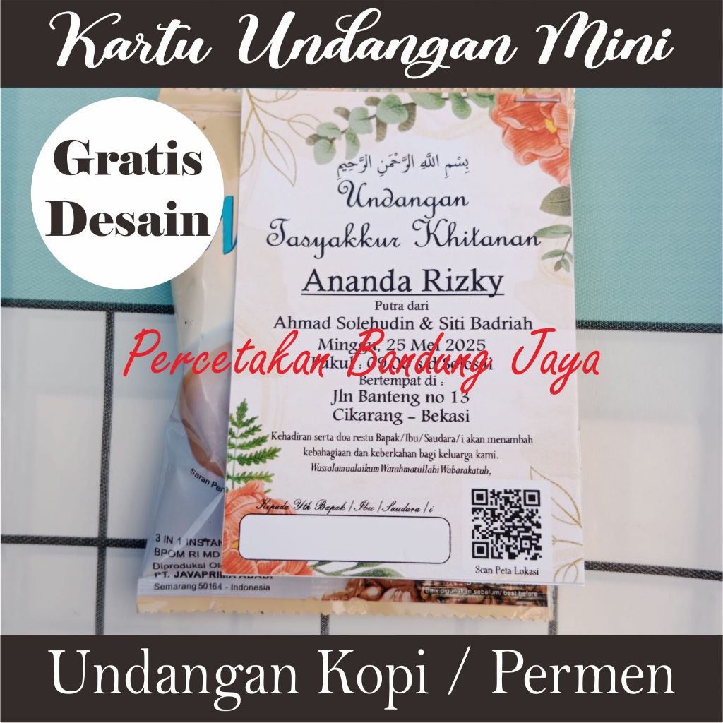 Jual Kartu Undangan Mini Costum - Undangan Kopi / Permen - Undangan ...