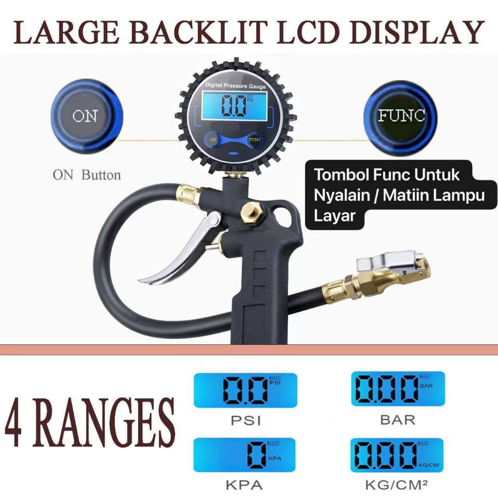 Jual AM-96 Air Tire Inflating Gun Digital Bisa Ukur Tekanan Angin Ban ...