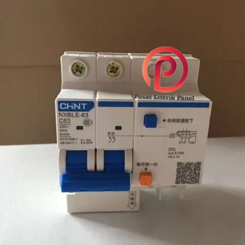 Jual RCBO CHINT tipe NXBLE-63 2P 6/10/16/20/25/32/40/50/63A 300mA 6kA ...