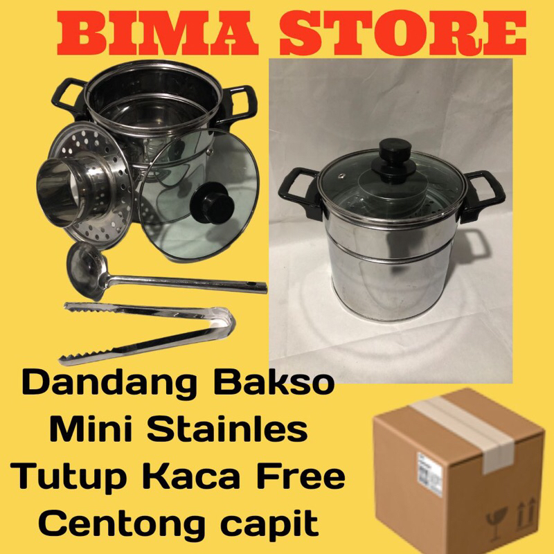 Jual DANDANG BAKSO MINI UK18cm STAINLES TUTUP KACA PEGANGAN ANTI PANAS ...