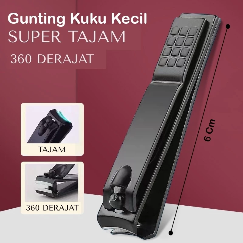 Medium Gunting Kuku Kaki Tangan Stainless Steel Hitam Anti Slip Alat Manicure Pedicure | AutoStock