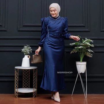 Vina Dress Satin Silk Premium Wanita Kondangan Muslim Body Fit Mermaid 2026