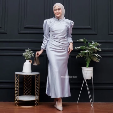 Vina Dress Satin Silk Premium Wanita Kondangan Muslim Body Fit Mermaid 2026