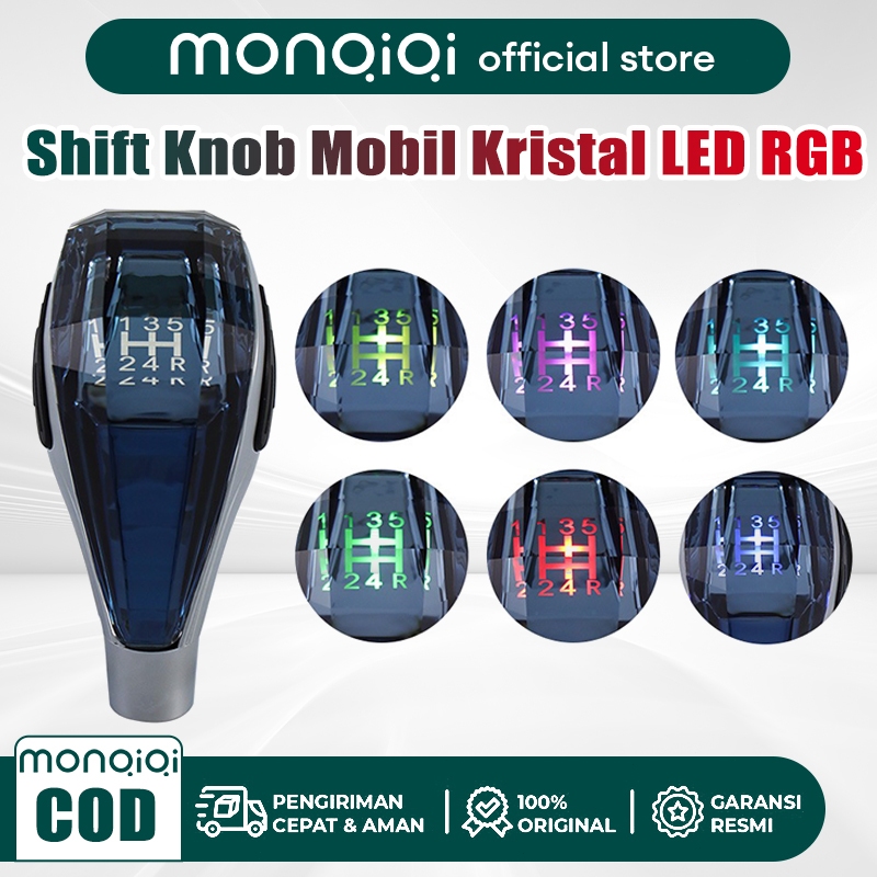 Shift Knob Mobil Kristal LED RGB 3 Sisi Tuas Persneling Mobil Premium Universal