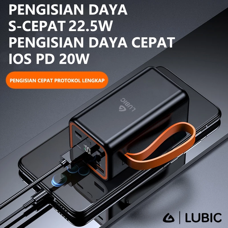 LUBIC Powerbank 20000mAh PD20W Fast Charging Dual USB Dual Tpye C LED Display Bank daya