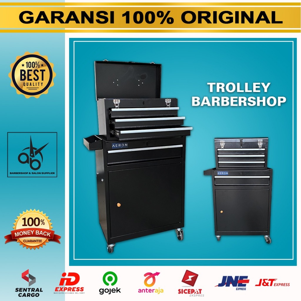 Jual Trolley Barber Aeron Hitam JS - C004 Troli Susun Alat Cukur Rambut ...