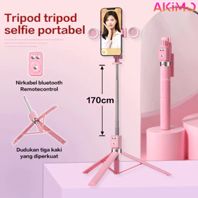 AKIMO 1.7M Selfie Stick Tripod Tongsis Dengan Monopod Dengan Wireless Remote Control Bluetooth