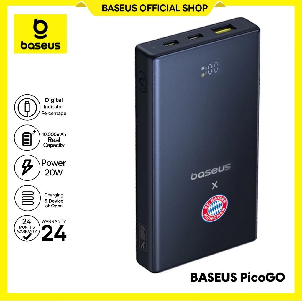 Baseus PicoGo Power Bank with Digital Display 10000mAh 20W (FC Bayern)