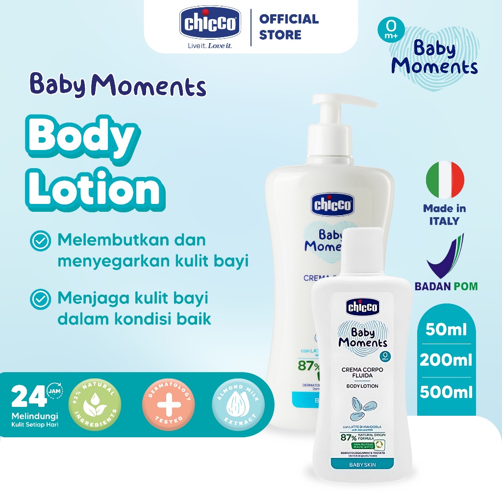 CHICCO Baby Moments Body Lotion 50mL 200mL lotion bayi lotion anak losion  bayi losion anak